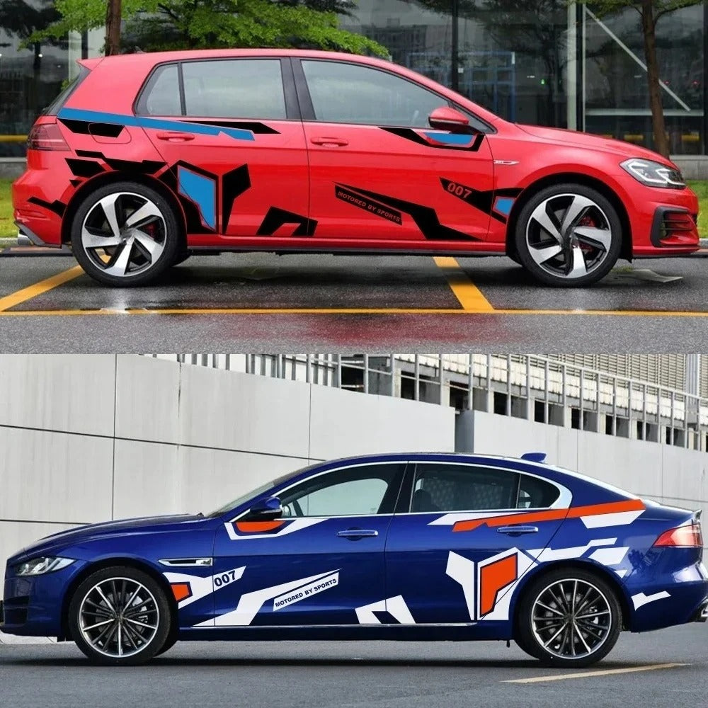 2PCS Car Side Body Decals – Universal DIY Graphic Vinyl Stickers for Vehicle Exterior - Delicate Leather