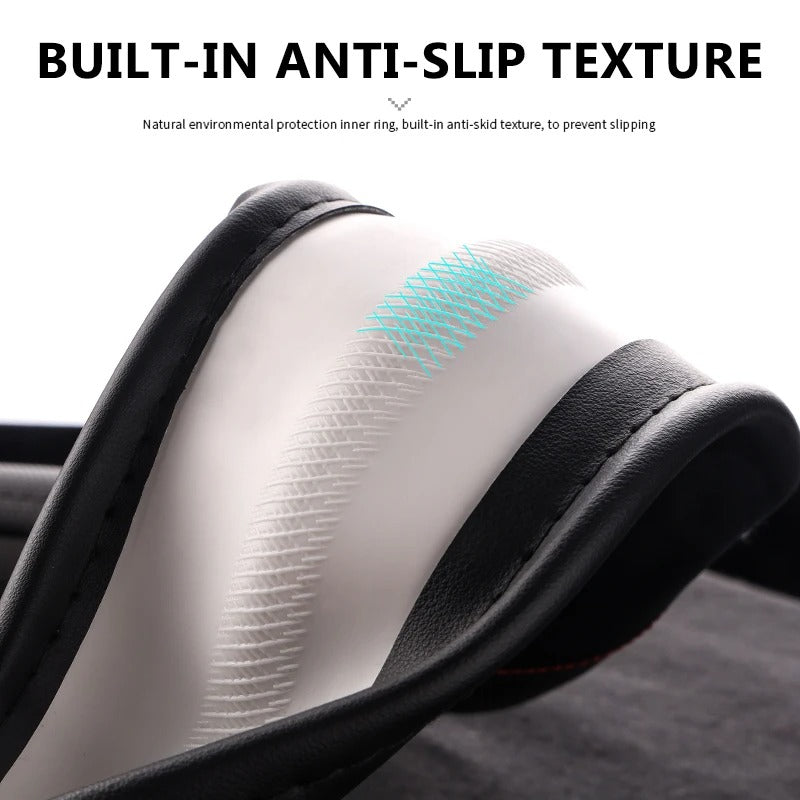 Universal 38CM PU Leather Steering Wheel Cover – Breathable Microfiber Design, 15-Inch Fit - Delicate Leather  