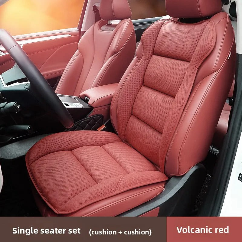 Perforated Nappa Leather Car Seat Cover – Breathable All-Season Universal Seat Cushion - Delicate Leather