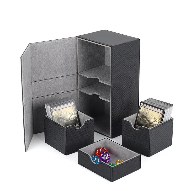 200+ Card Deck Box Organizer Holder Storage for Commander Card Carrying Organizer Case Leather Card Deck Storage Box