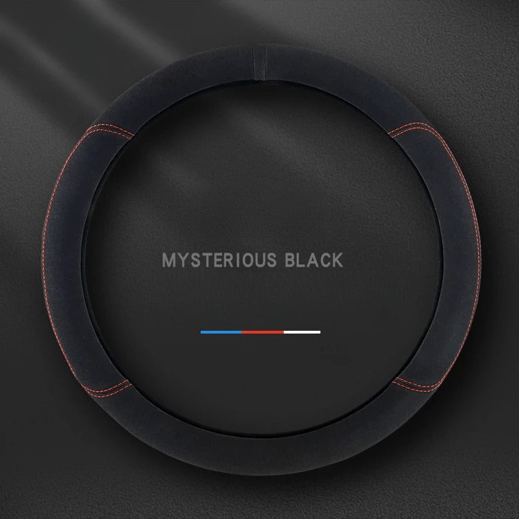 Suede Steering Wheel Cover – Universal Non-Slip 38cm Wrap for Cars and SUVs - Delicate Leather  