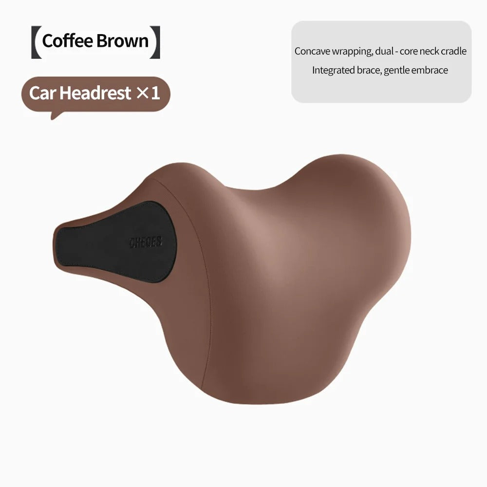 Car Headrest & Lumbar Cushion Set – Memory Foam Neck and Waist Pillow - Delicate Leather