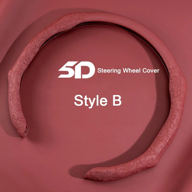 Leather Steering Wheel Cover – 38cm Universal Non-Slip Breathable Design for Cars and SUVs - Delicate Leather  