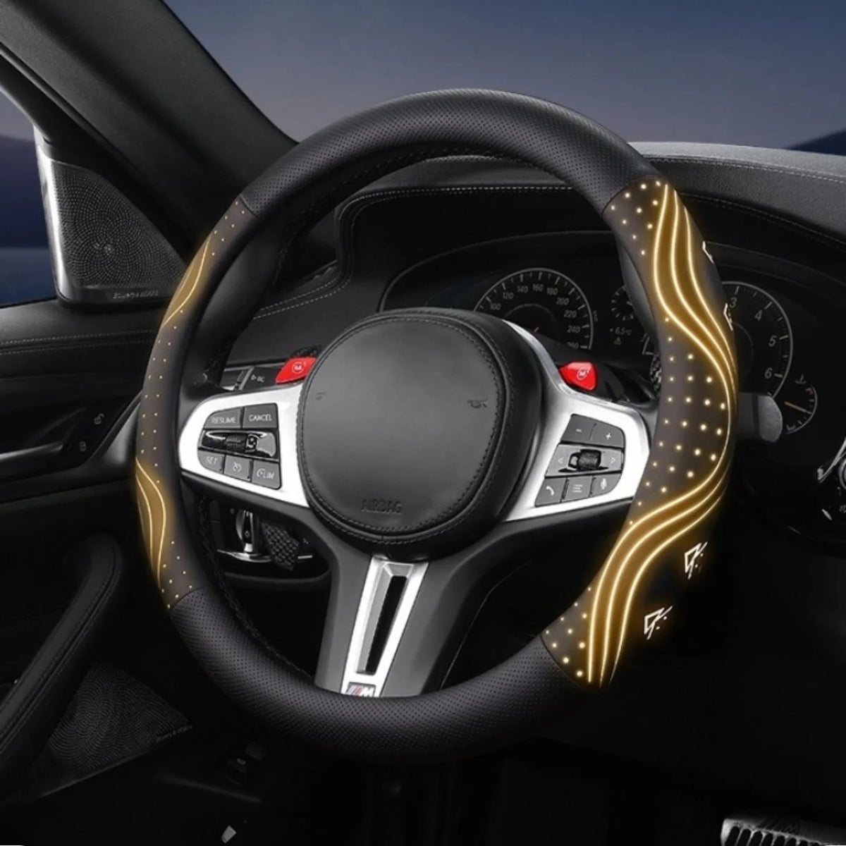 Noctilucent Nappa Leather Steering Wheel Cover – Universal 14.5–15 Inch