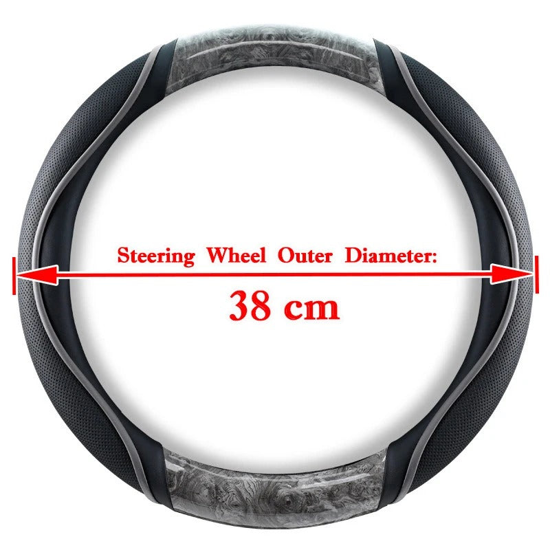 Truck Wood Grain Leather Steering Wheel Cover – 38–50 cm for Lorry, Van & Bus - Delicate Leather