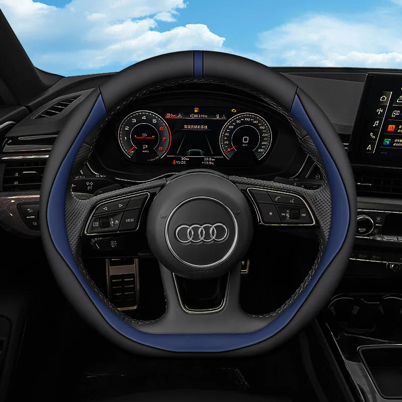 Premium Leather Steering Wheel Cover – Anti-Slip Universal Interior Protection Accessory - Delicate Leather  