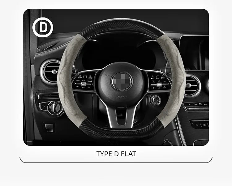 Leather Car Steering Wheel Cover, Fine Skin Texture, Comfortable Grip, Wear-Resistant, All-Season, Universal Fit - Delicate Leather  