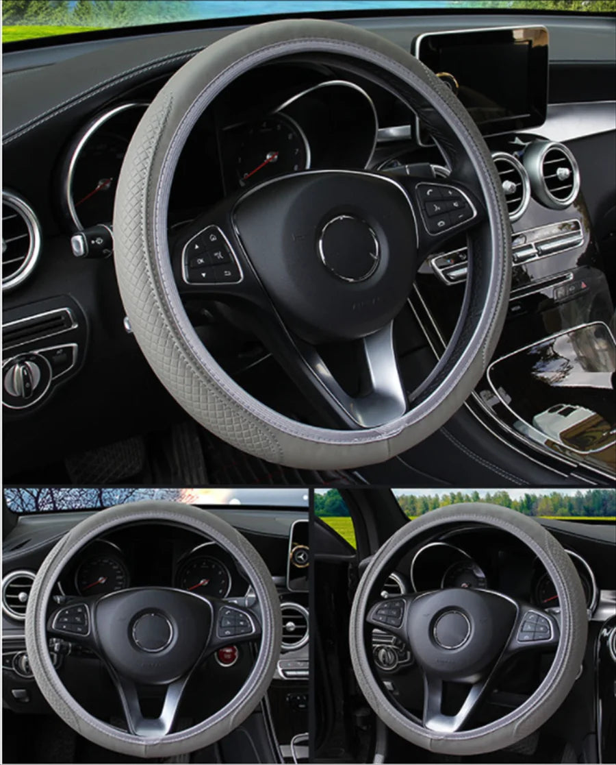 Car Steering Wheel Cover Braid Cover Cubre Volante Genuine Leather,  Breathable Anti Slip, Car Accessories 09