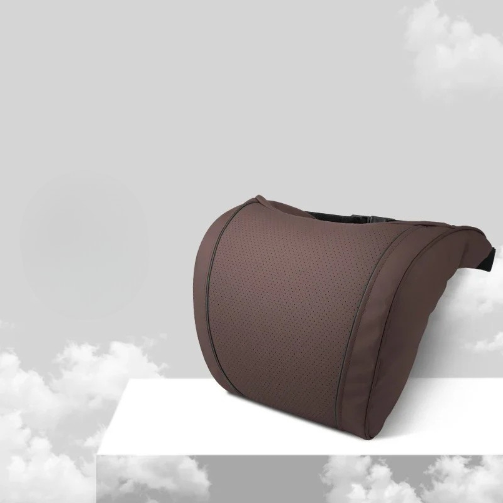 Car Headrest Neck & Waist Pillow – Nappa Leather Seat Support for Auto Comfort - Delicate Leather  