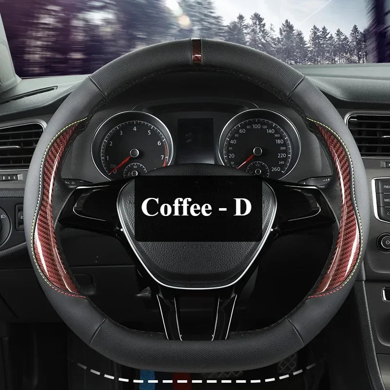 Microfiber Leather Steering Wheel Cover – Anti-Slip Universal O/D Shape Interior Accessory - Delicate Leather  