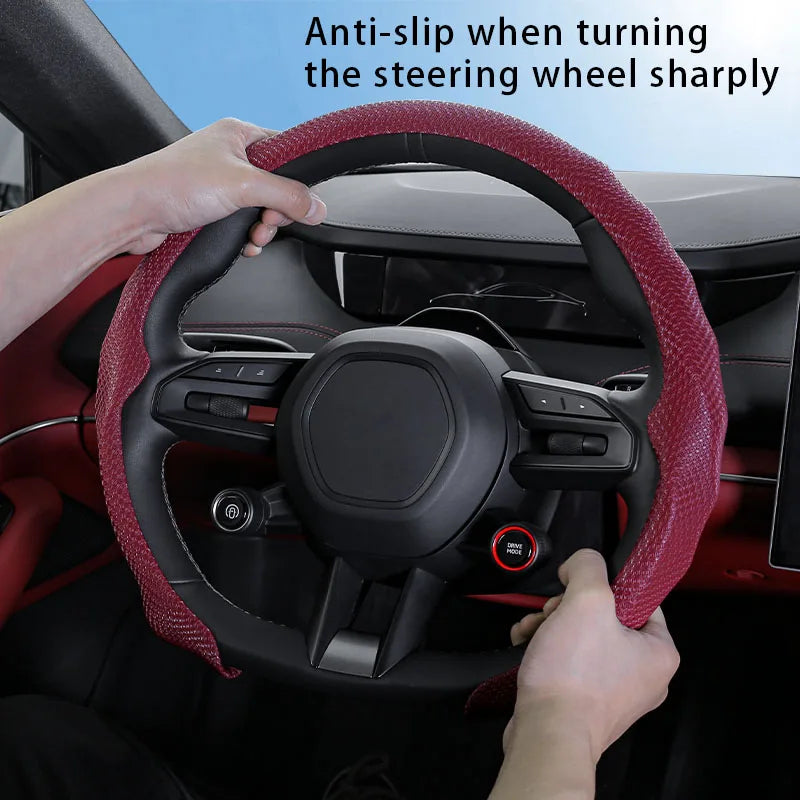 5D Copper Coin Pattern Steering Wheel Cover – Breathable Ultra-Thin Anti-Slip Universal Fit - Delicate Leather  