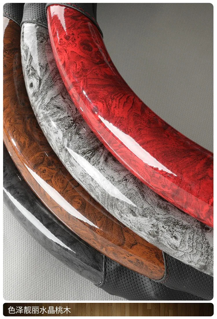Branded Leather Carbon Fiber Car Steering Wheel Covers - Delicate Leather  