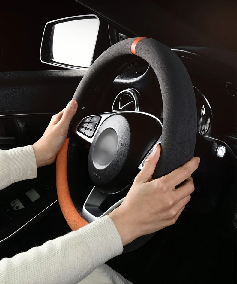Dual-Color Steering Wheel Cover – Anti-Slip Universal Grip Interior Accessory - Delicate Leather  