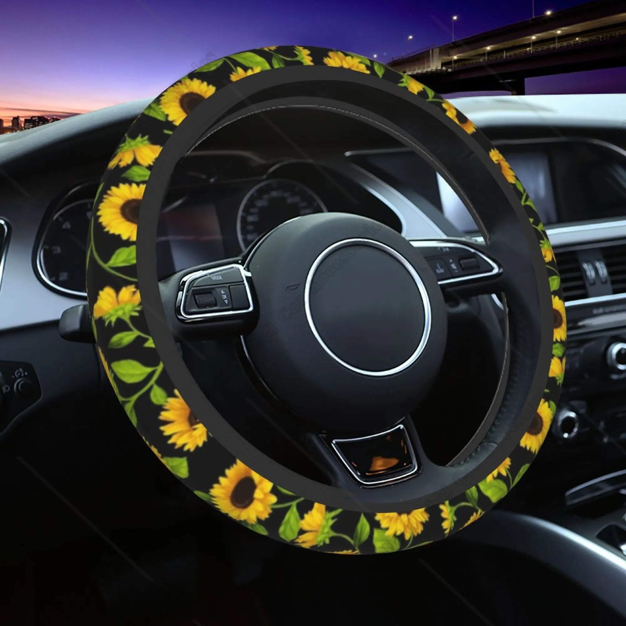 Sunflower Steering Wheel Cover, Lightly Padded Steering Wheel Cover, Car Accessories 14