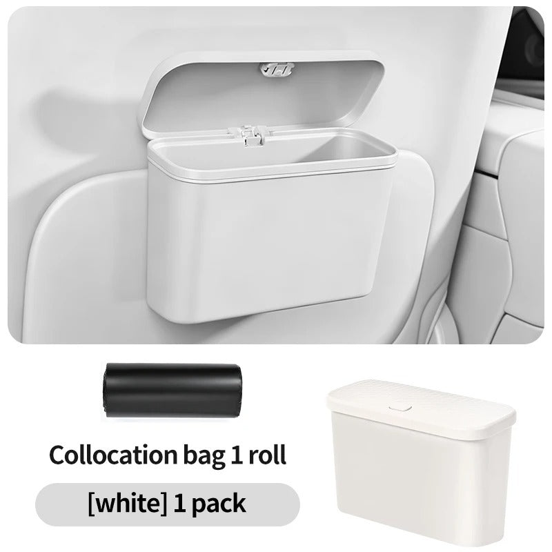 Multifunctional Hanging Car Trash Can – Press-Type Lid Leak-Resistant Storage Bin - Delicate Leather