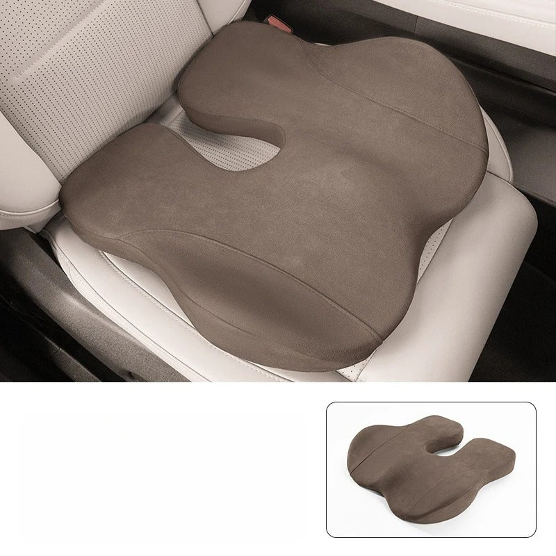 Memory Foam Seat Cushion & Lumbar Support Pillow Set – Ergonomic Chair Cushion for Car & Office - Delicate Leather