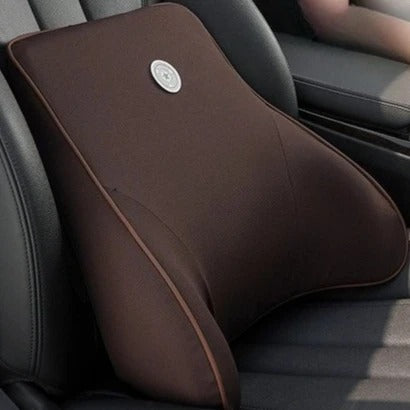 Memory Foam Car Neck & Lumbar Support Cushion – Soft Washable Seat Pillow Set - Delicate Leather