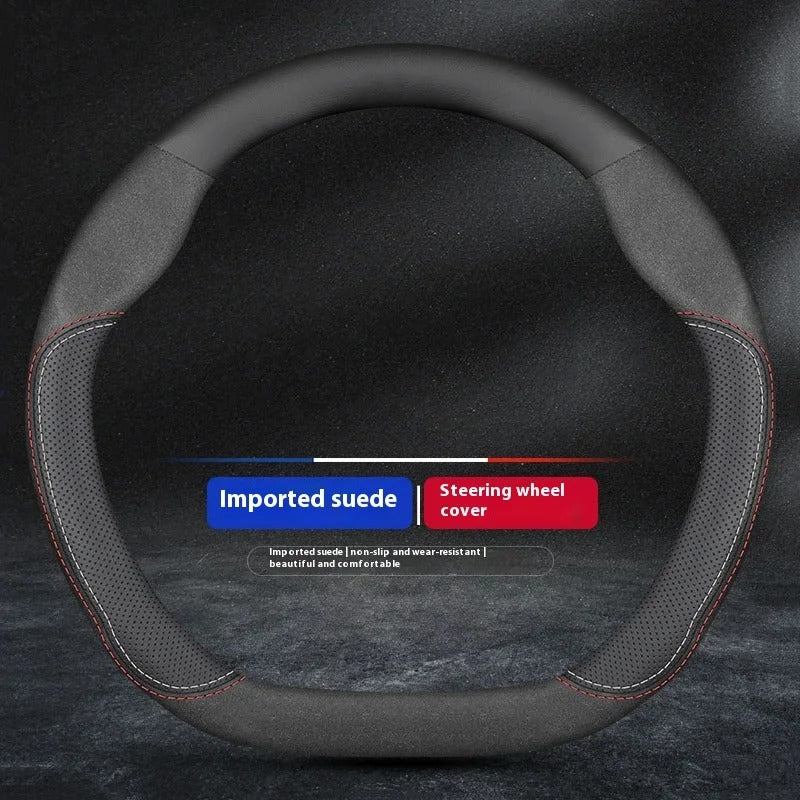 Microfiber Leather & Suede Steering Wheel Cover – Breathable Non-Slip Comfortable Grip - Delicate Leather