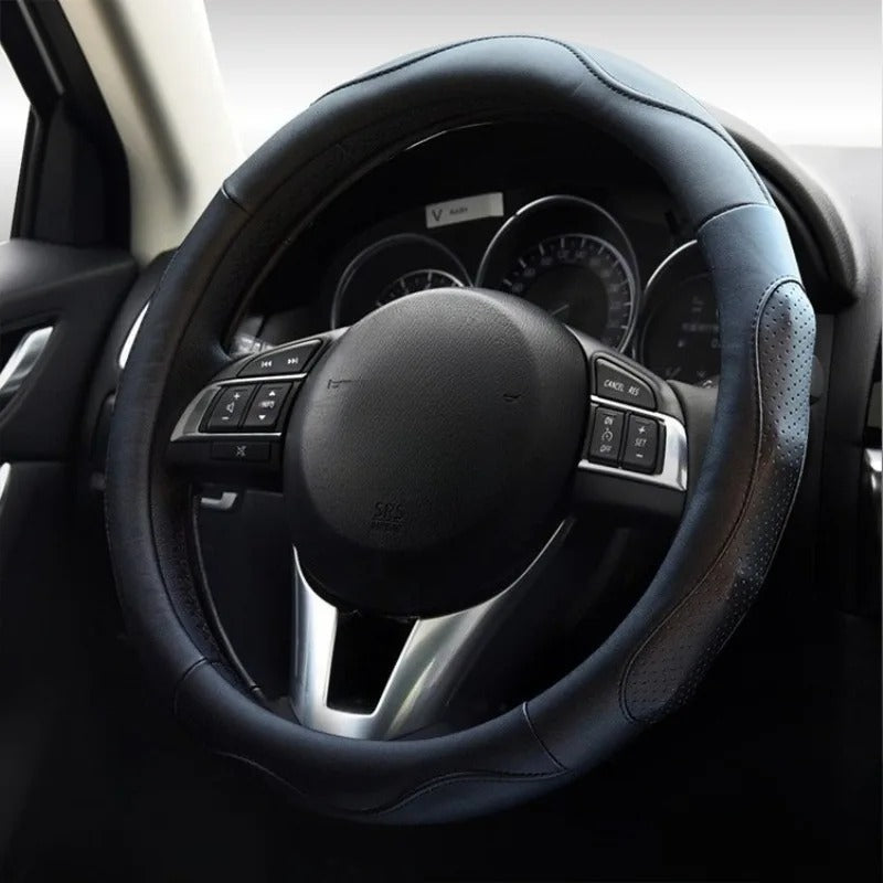 Universal Microfiber Leather Steering Wheel Cover 38cm – Non-Slip Car Steering Wheel Protector for All Seasons - Delicate Leather