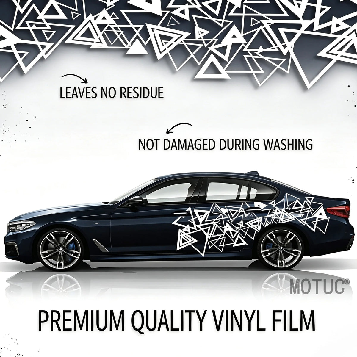 4PCS Large Triangular Car Decals – Sport Graphic Body & Bumper Vinyl Stickers - Delicate Leather