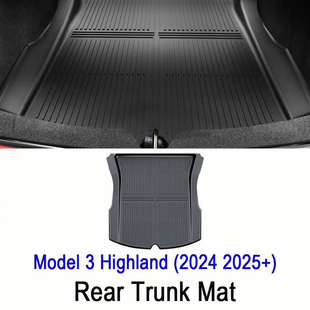 TPE Floor & Trunk Mats Set for Tesla Model Y 2021–2025 & Model 3 Highland – Waterproof, Anti-Slip Liner - Delicate Leather  