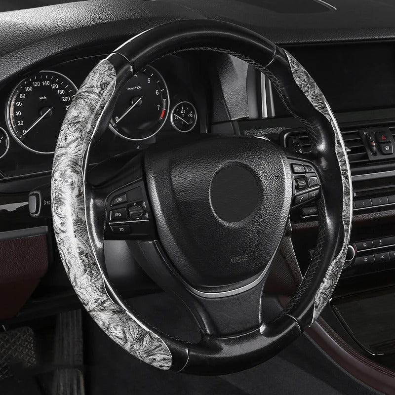 Universal Carbon Fiber Steering Wheel Cover – Lightweight Sport-Style Interior Grip - Delicate Leather