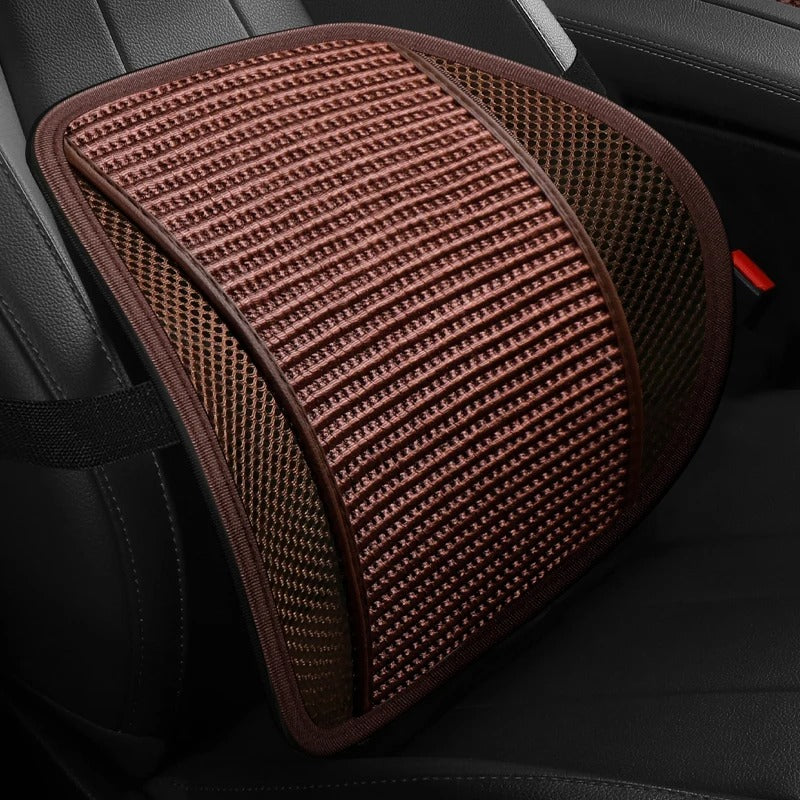 Breathable Car Lumbar Support Cushion – Ice Silk Backrest Pillow for Car & Office - Delicate Leather  