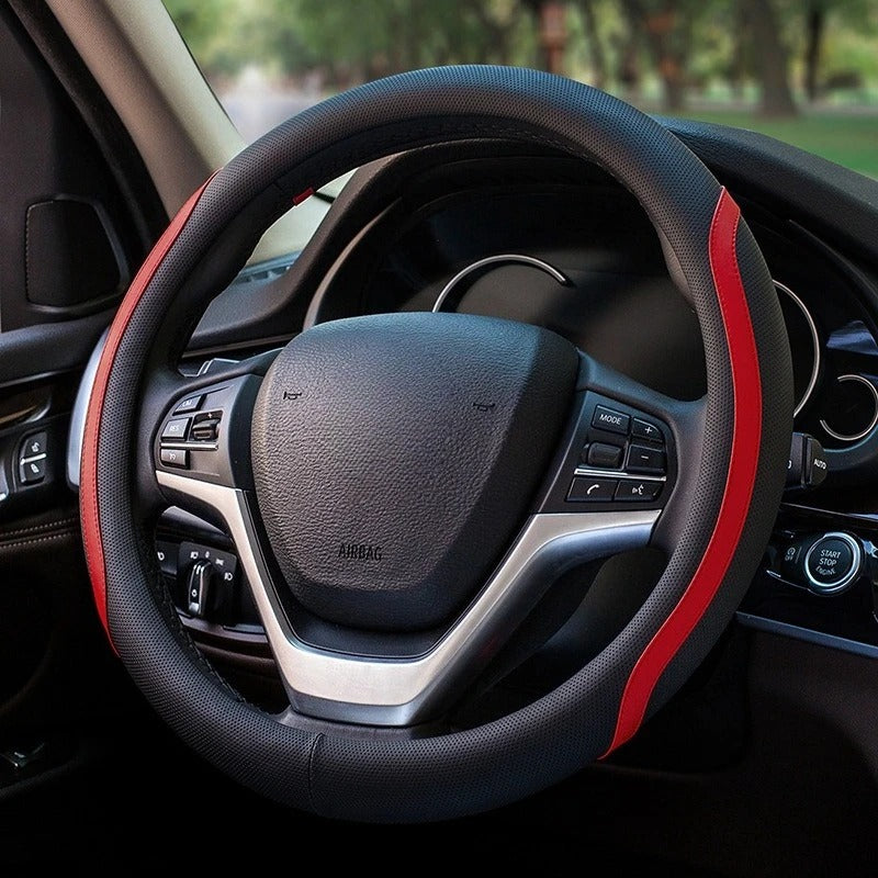 Universal PU Leather Steering Wheel Cover – Breathable Non-Slip 38 cm All-Season Grip - Delicate Leather
