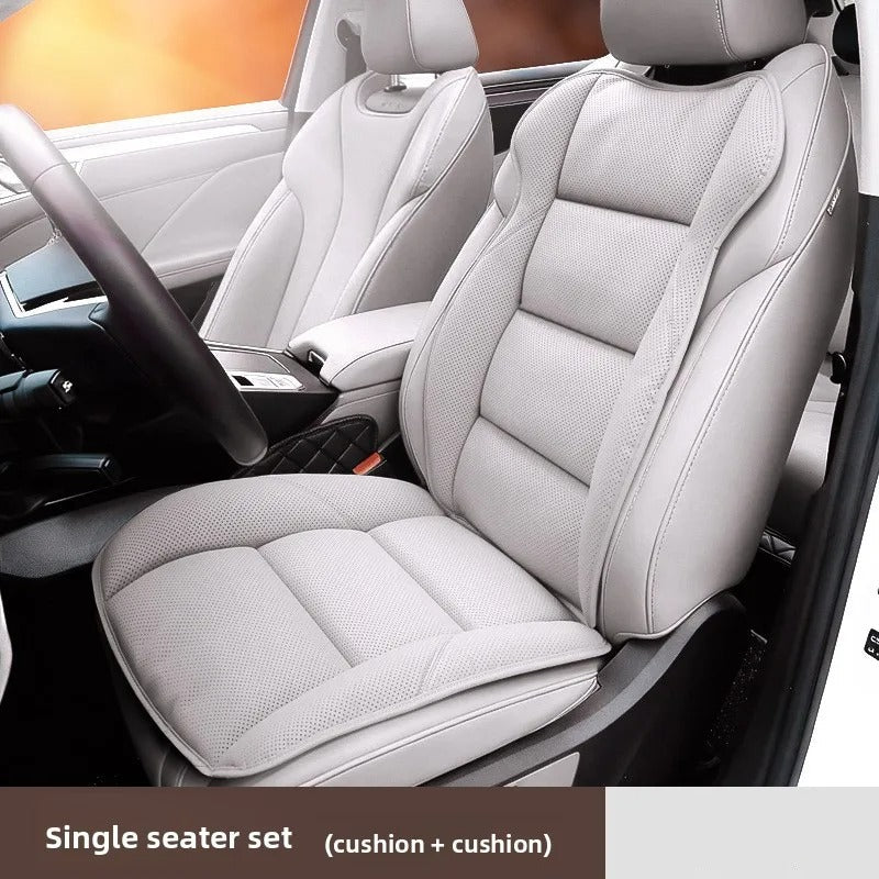 Perforated Nappa Leather Car Seat Cover – Breathable All-Season Universal Seat Cushion - Delicate Leather