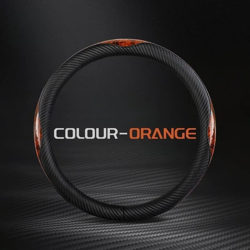 O/D Shape Carbon Fiber Leather Steering Wheel Cover – Universal 37–38cm Anti-Slip Grip - Delicate Leather