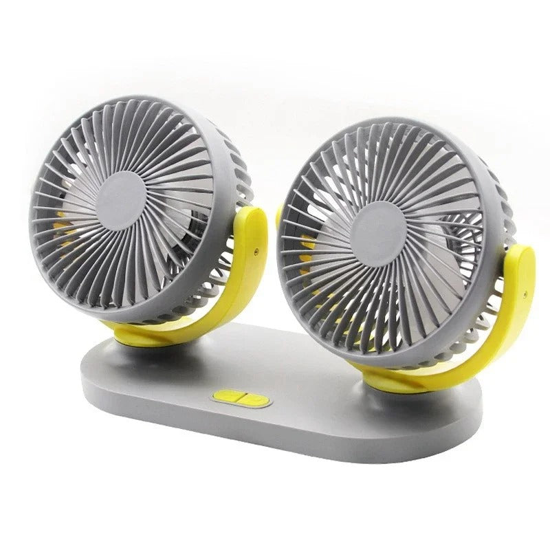 5V/12V/24V Dual Head USB Car Fan – 3-Speed Adjustable Cooling Fan for Car, Truck, Home or Office Use - Delicate Leather  