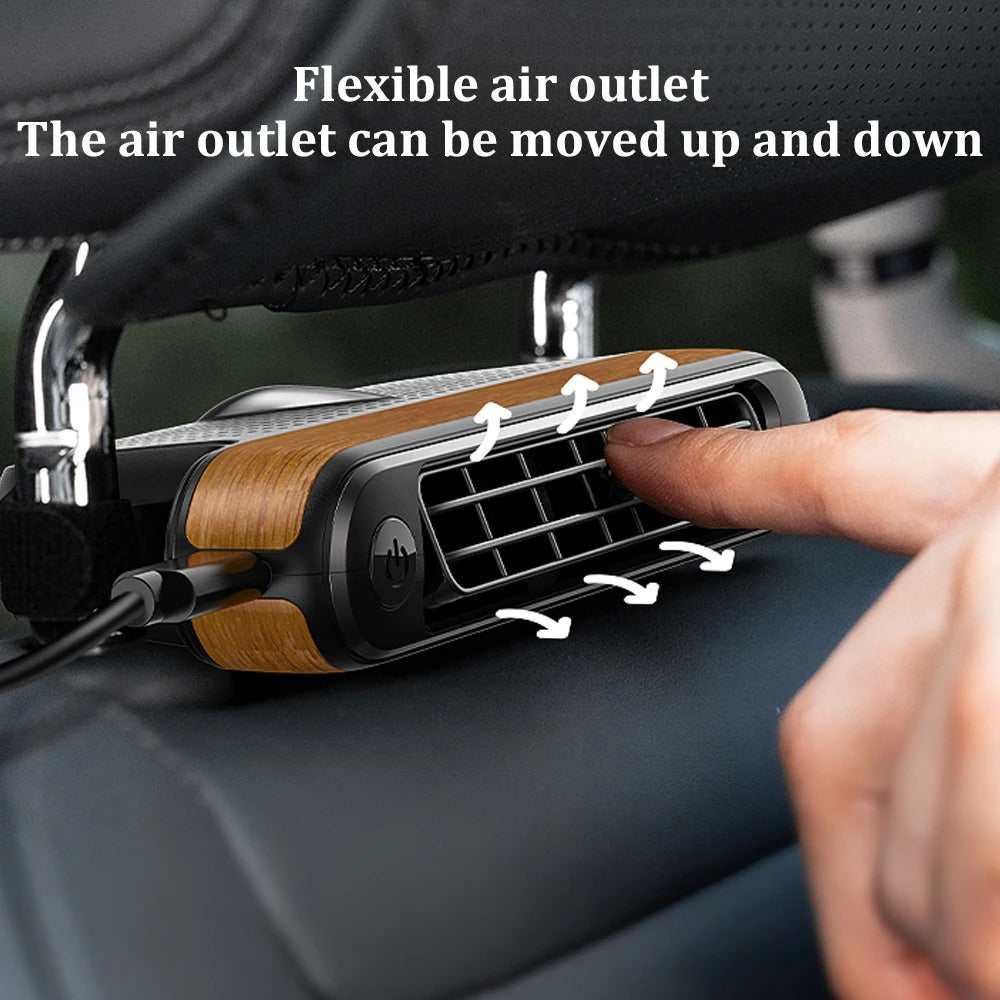 Dual Turbo Car Backseat Cooling Fan – 3-Speed Adjustable USB-Powered Air Circulation Fan for Sedans, SUVs, Vans, and RVs - Delicate Leather  