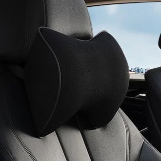 Memory Foam Car Neck & Lumbar Support Cushion – Soft Washable Seat Pillow Set - Delicate Leather