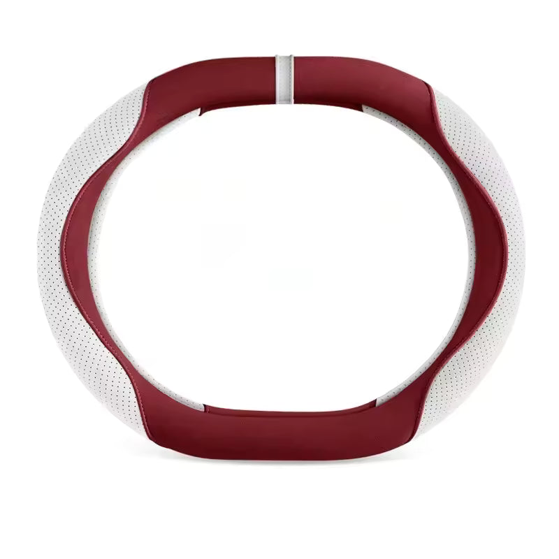 Suede Steering Wheel Cover – Universal 38CM Cute Non-Slip O/D Shape Grip - Delicate Leather