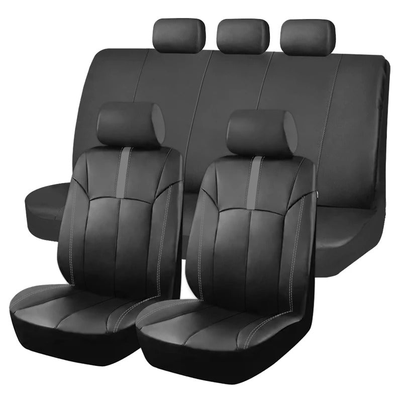 Universal PU Leather Car Seat Covers – Sporty Waterproof Seat Protectors for Cars, SUVs, Trucks & Vans - Delicate Leather  