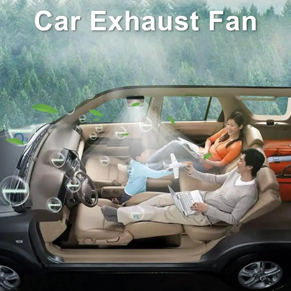Solar Powered Car Exhaust Fan – Ventilation Cooling Fan for Car Interior Air Circulation and Odor Removal - Delicate Leather  