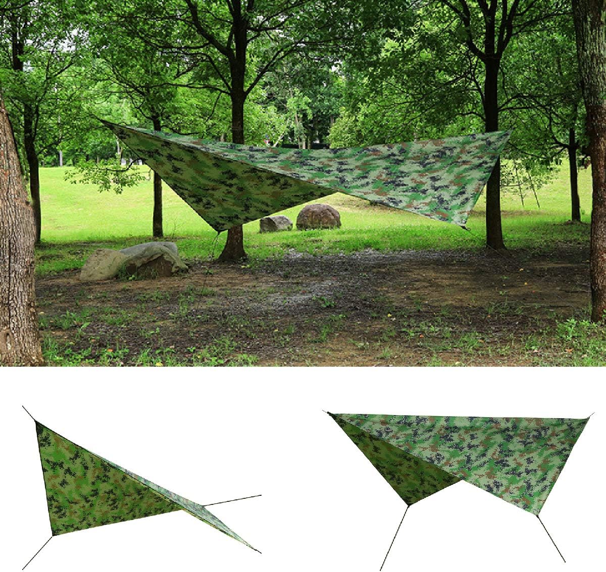 Hammock Camping Tarp Rain Fly, Waterproof Camping Tarp Portable Tent Tarp Premium Backpacking Tarp Sheleter with UV Protection Layer for Camping Hiking Outdoor Beach Backpacking - Included Guy Lines & Stakes - Delicate Leather