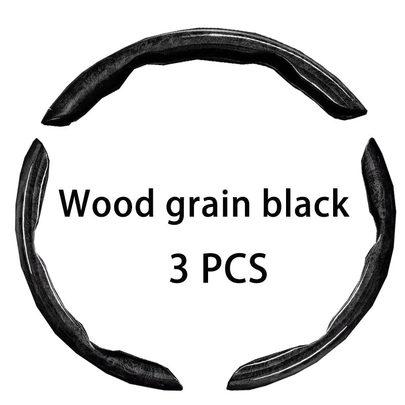 Universal Wood Grain Steering Wheel Cover 38cm – Breathable Non-Slip Sweat-Absorbent Car Steering Wheel Protector - Delicate Leather