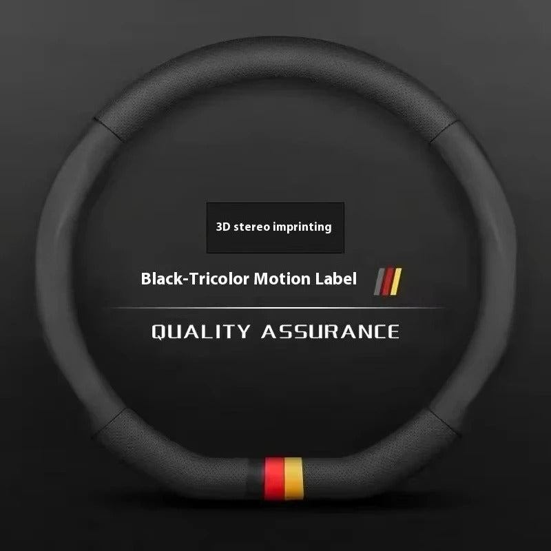 Universal Ventilated Anti-Slip Steering Wheel Cover – Breathable Leather Grip Protector with Carbon Fiber Texture, Fits 36–38cm Steering Wheels - Delicate Leather  