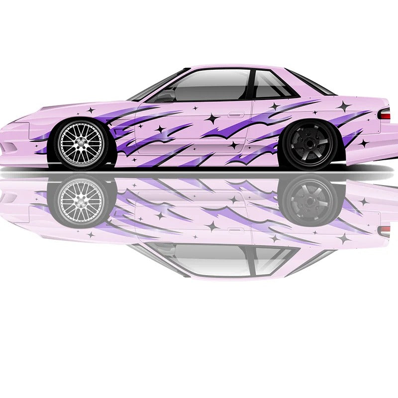 Flame Car Side Graphic Vinyl Decal – Racing Style PVC Exterior Sticker - Delicate Leather