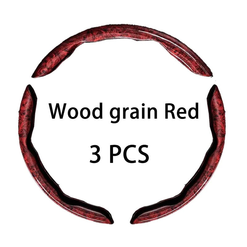 Universal Wood Grain Steering Wheel Cover 38cm – Breathable Non-Slip Sweat-Absorbent Car Steering Wheel Protector - Delicate Leather