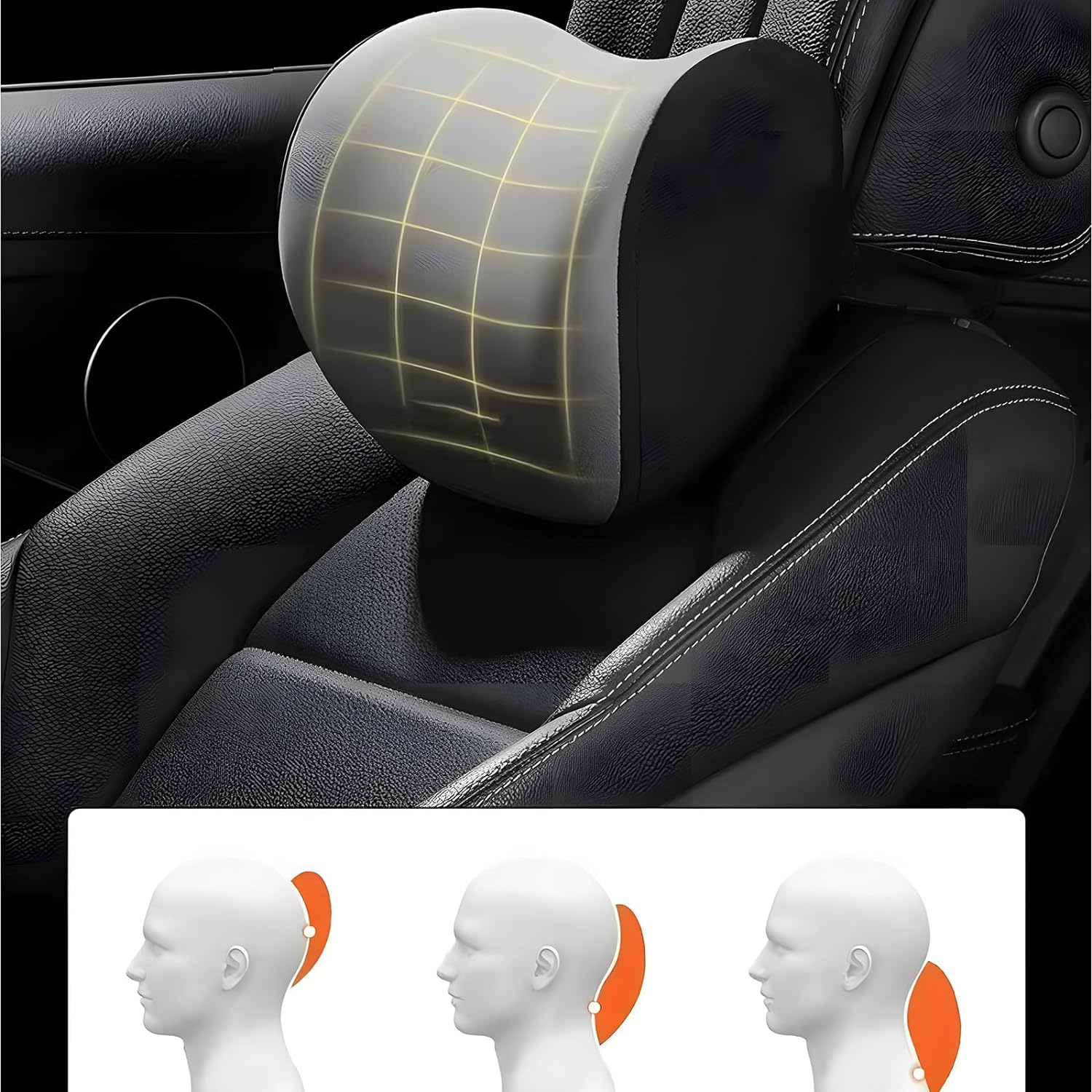 Memory Cotton Car Seat Cushion Set Headrest Neck Pillow and Lumbar Support for Comfort and Protection