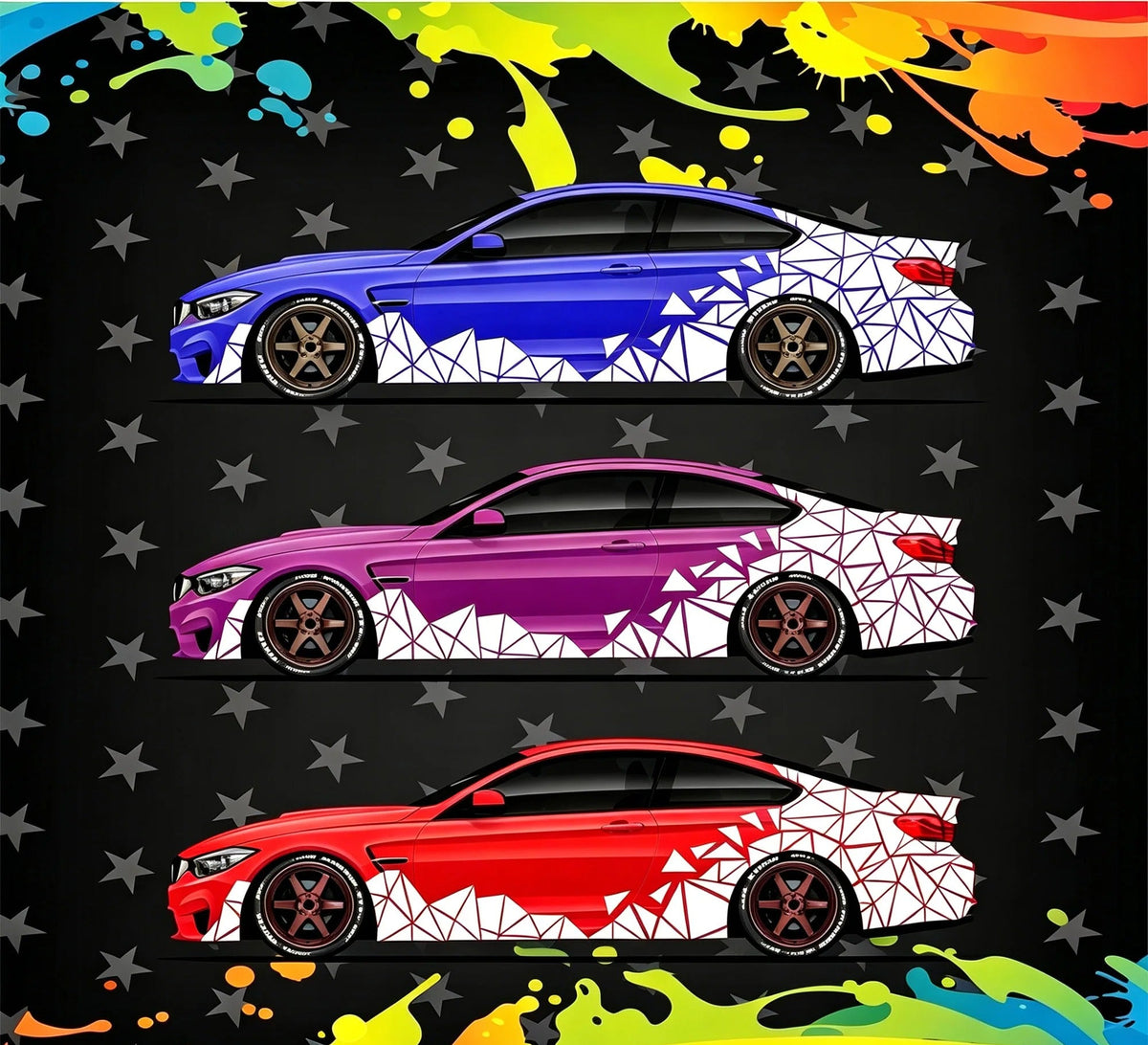 2PCS Camo Triangular Car Body Decals – Large 120 × 35cm Vehicle Graphic Stickers - Delicate Leather