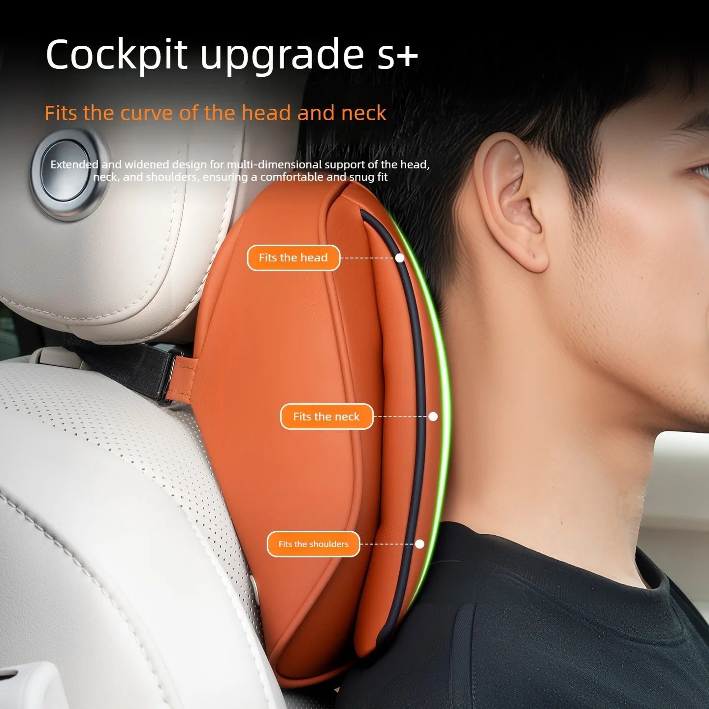 Nappa Leather Car Headrest & Lumbar Support Pillow Set – Universal Neck & Back Cushion - Delicate Leather