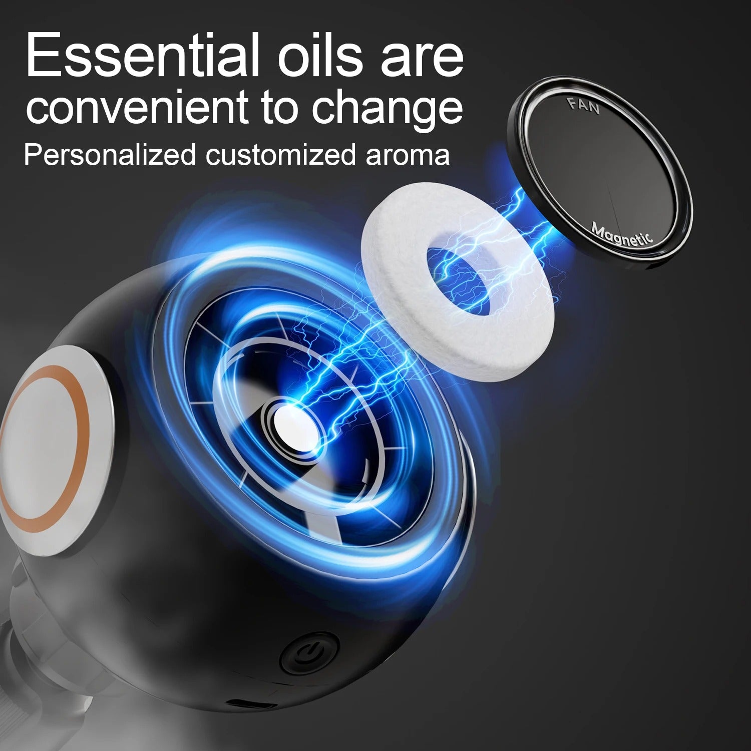 Magnetic Car Phone Holder with Cooling Fan, Aroma Diffuser & RGB Ambient Light - Delicate Leather  