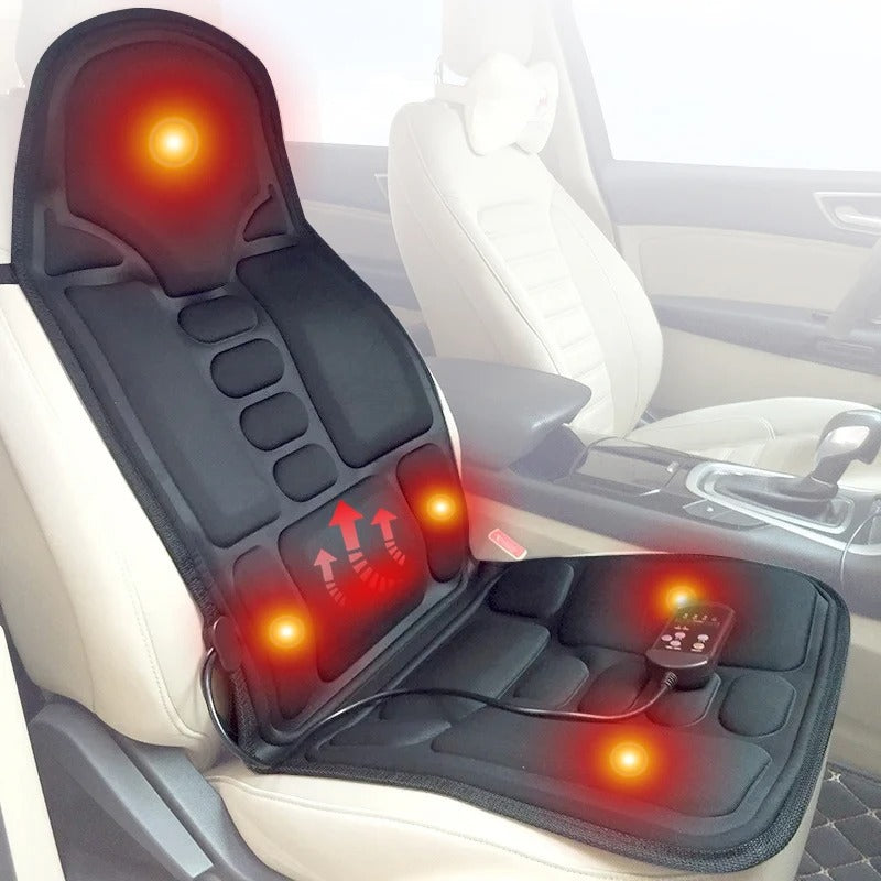Heated Massage Seat Cushion – Full Back & Seat Pad for Car, Home & Office - Delicate Leather  