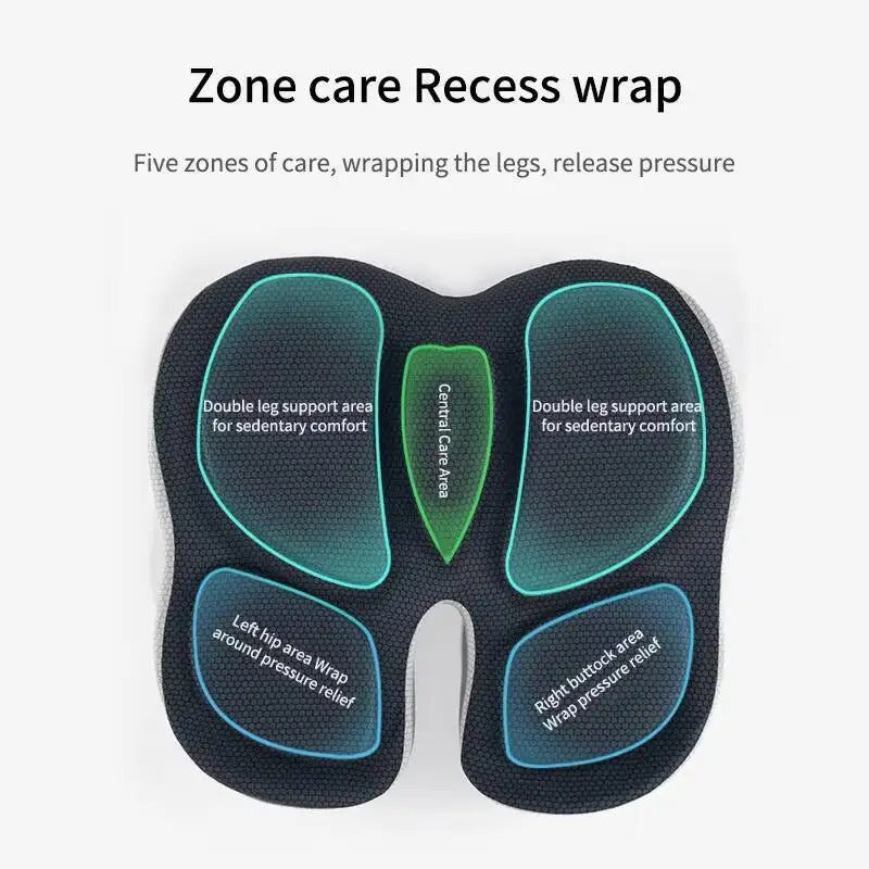 Ergonomic Memory Foam Seat Cushion – Breathable Non-Slip Chair & Car Seat Cushion - Delicate Leather