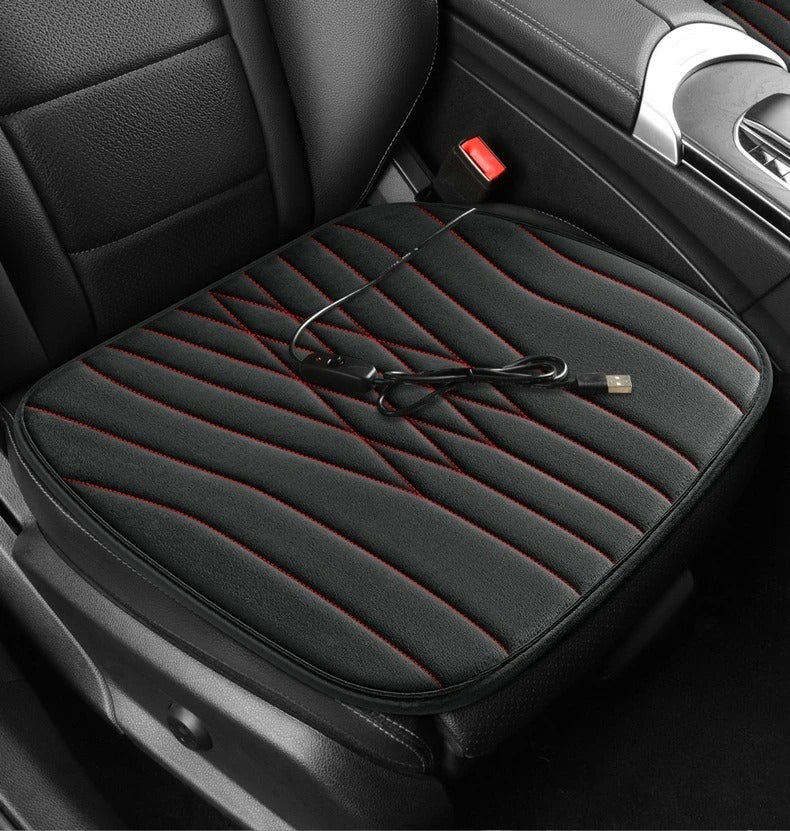 USB Heated Seat Cushion – Fast Heating Plush Chair Pad for Car, Office & Home - Delicate Leather  