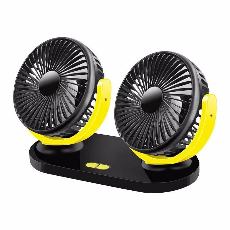 5V/12V/24V Dual Head USB Car Fan – 3-Speed Adjustable Cooling Fan for Car, Truck, Home or Office Use - Delicate Leather  