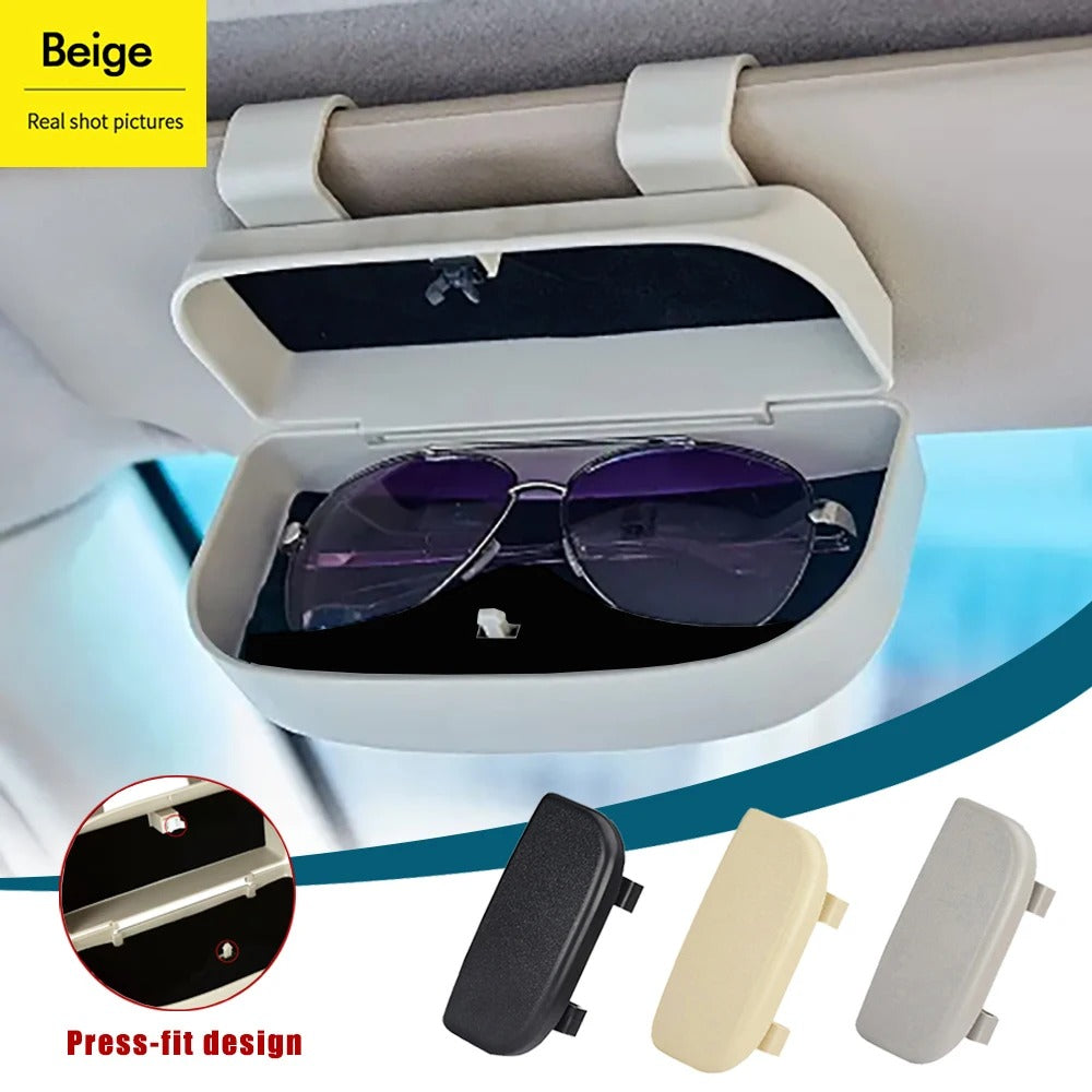 Car Sun Visor Glasses Holder – ABS Sunglasses Storage Case with Magnetic Closure - Delicate Leather  